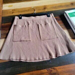 En Saison Womens Ribbed Knit Pocket Mini A Line pull on Skirts- L